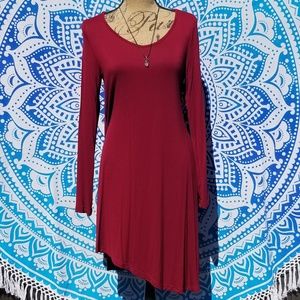 Red Side Taper Swing Dress